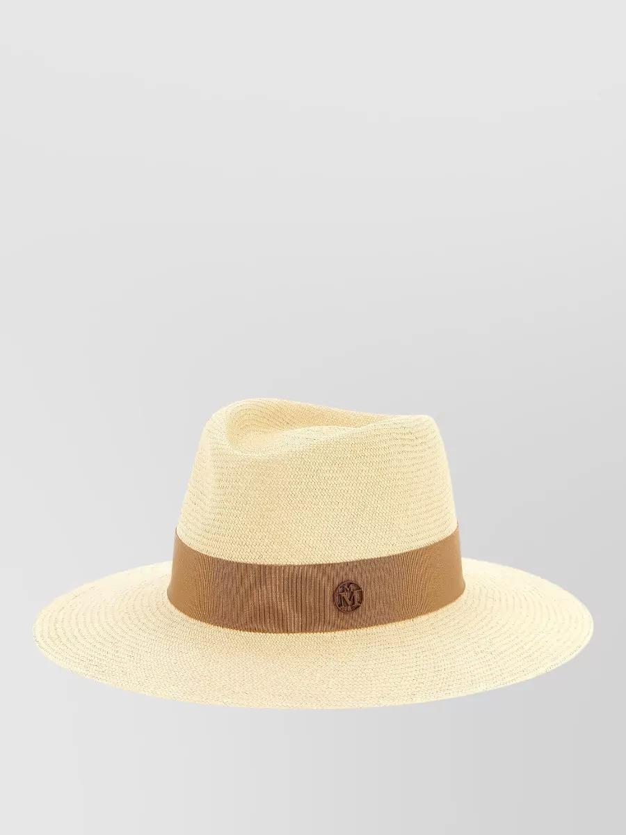 Maison Michel Charles Hat Structured Crown Wide Brim Band