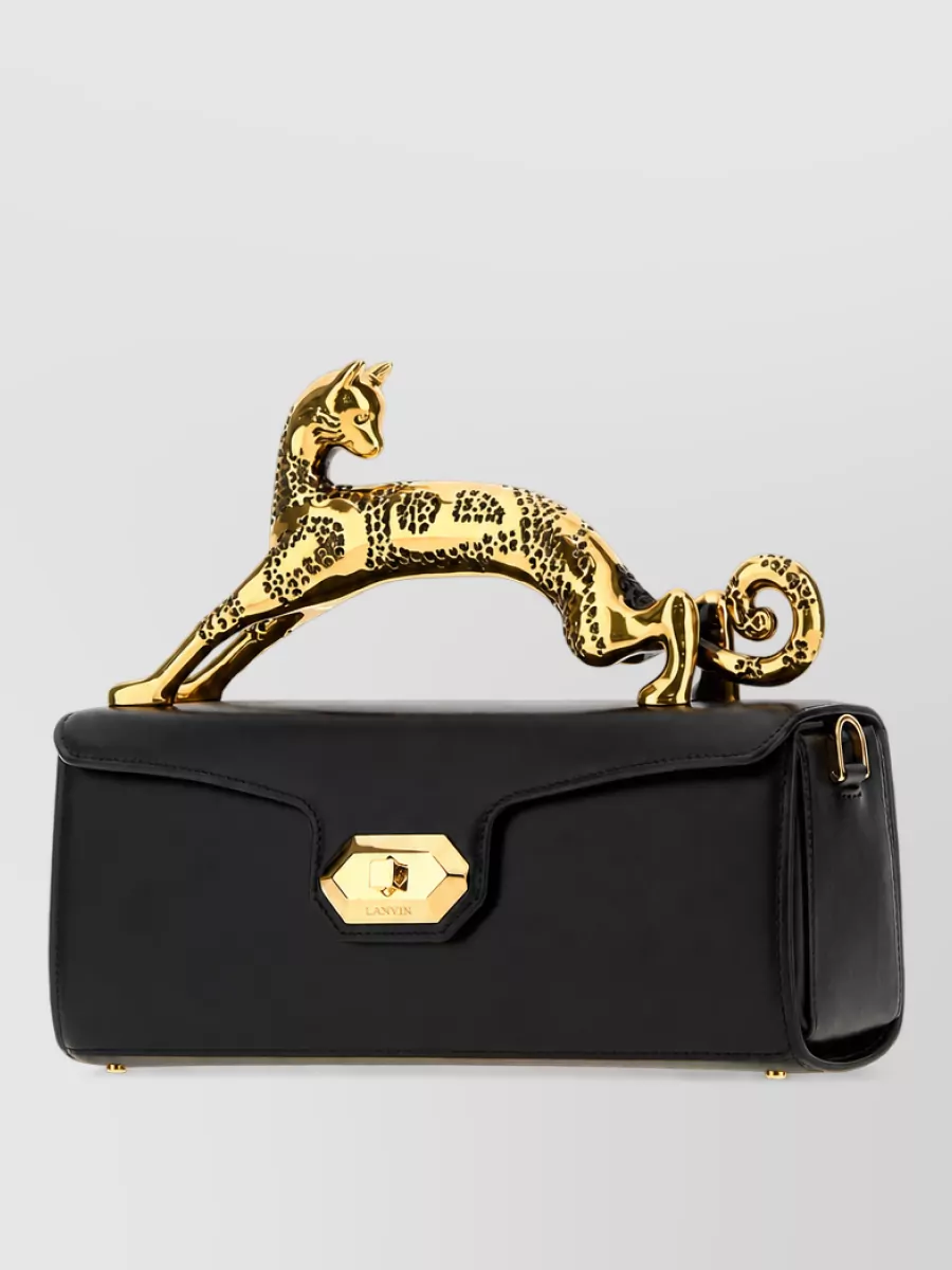 Lanvin pencil cat leather clutch bag