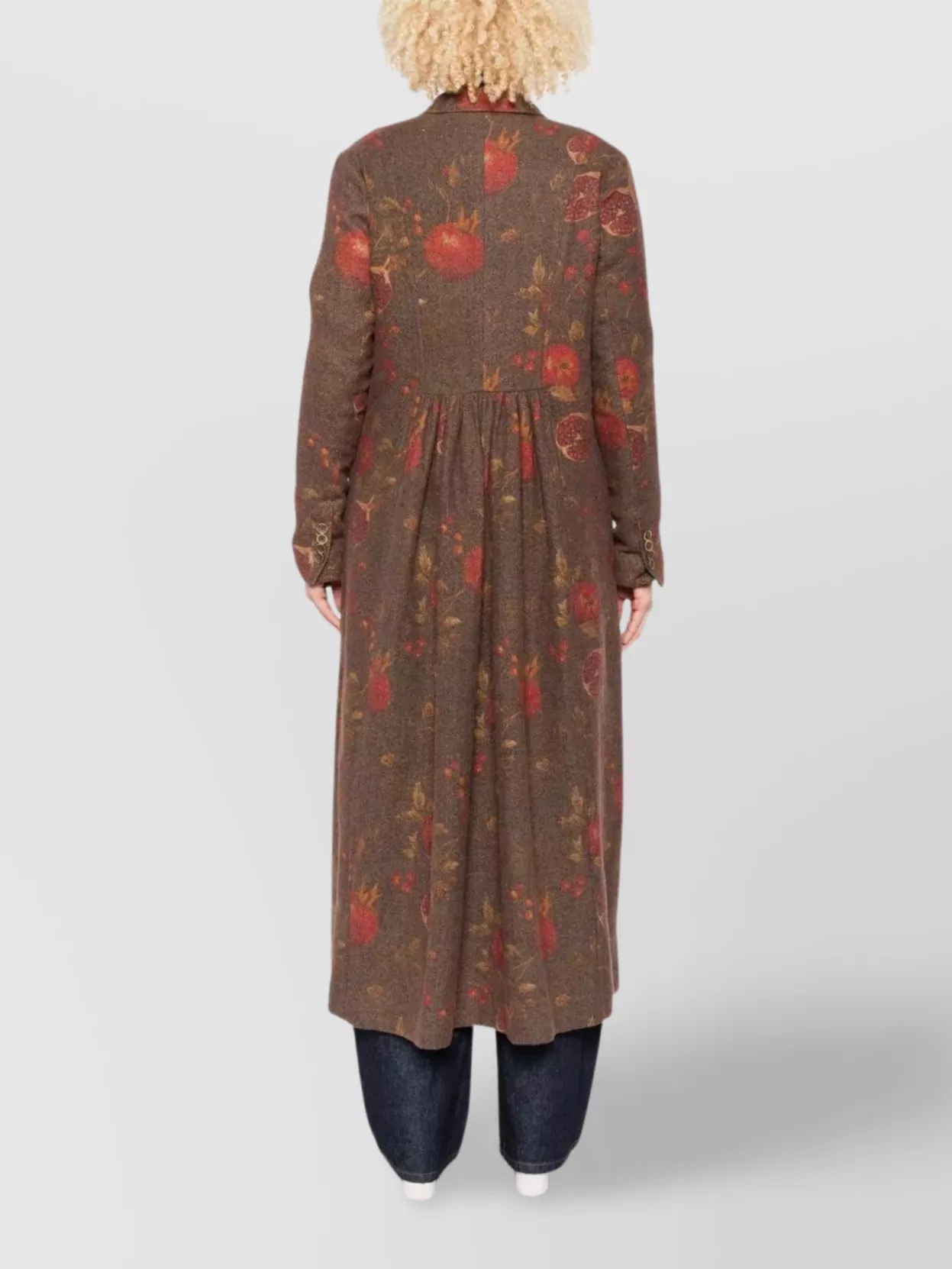 Uma Wang Floral Pomegranate Print Coat With Welt Pockets