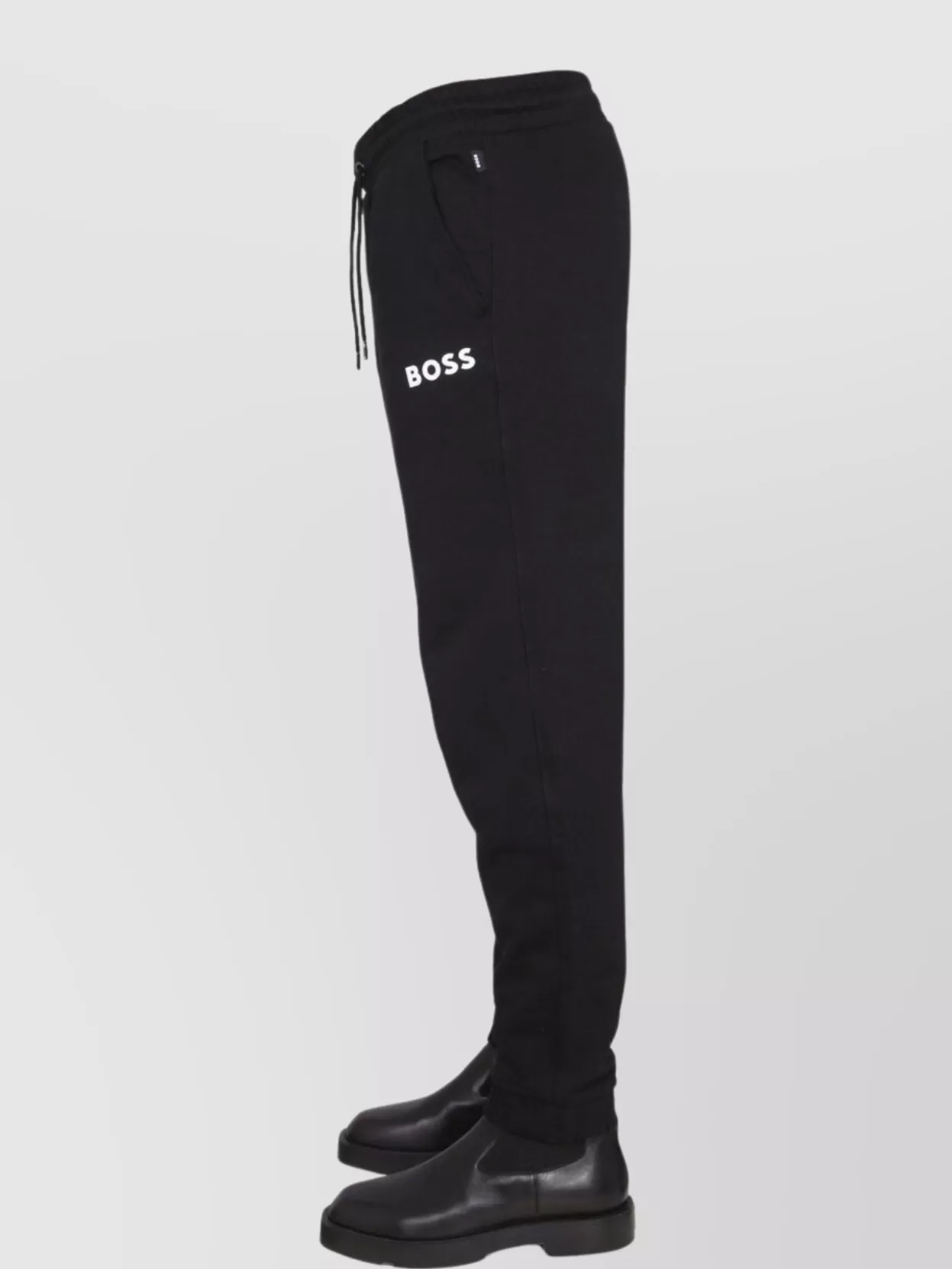 Hugo Boss Elastic Waistband Drawstring Jogging Pants In Black