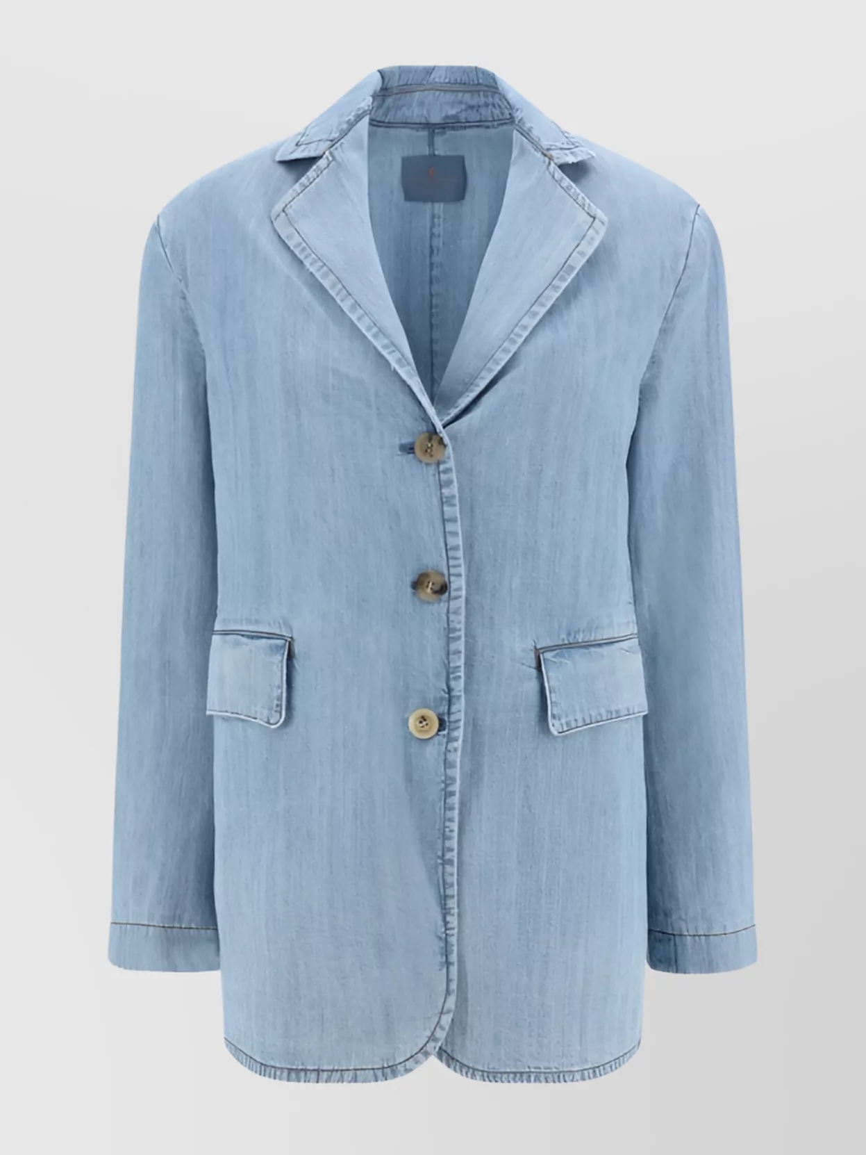 Shop Ermanno Scervino Tailored Cotton Denim Blazer Jacket
