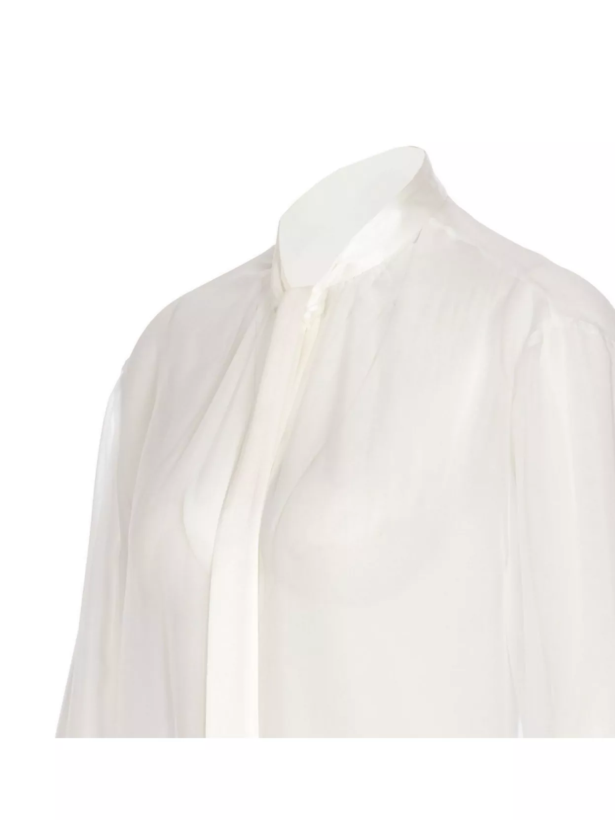 Dolce & Gabbana Sheer Fabric Tie Neck Long Sleeves