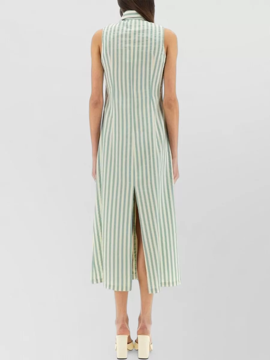 Alysi Silk Striped Shirt Midi Dress