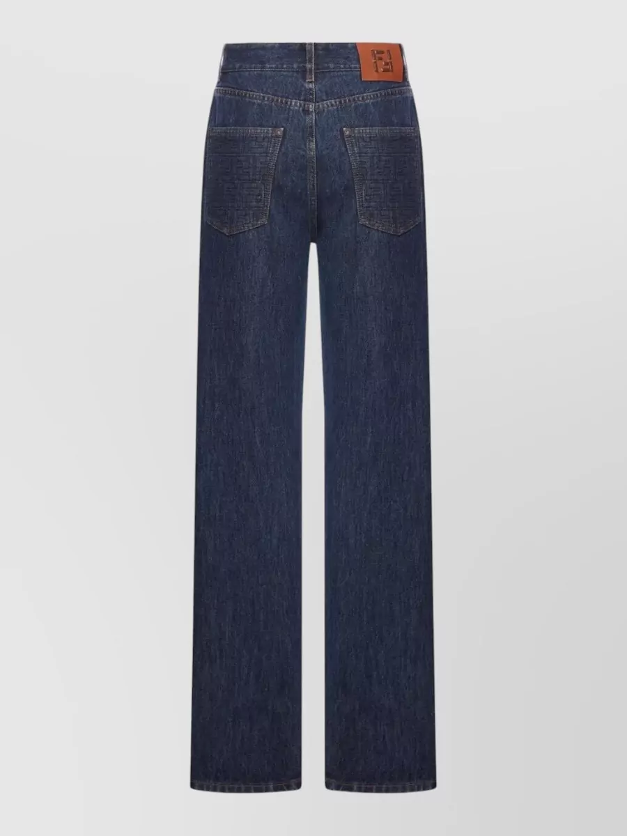 Fendi High-waisted And Straight Leg Five-pocket Jeans Clothing In Blue