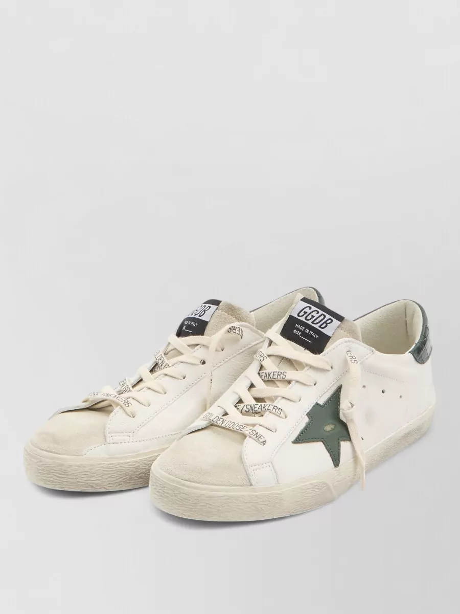 Golden Goose Superstar Leather Sneakers Crocodile Heel Tab
