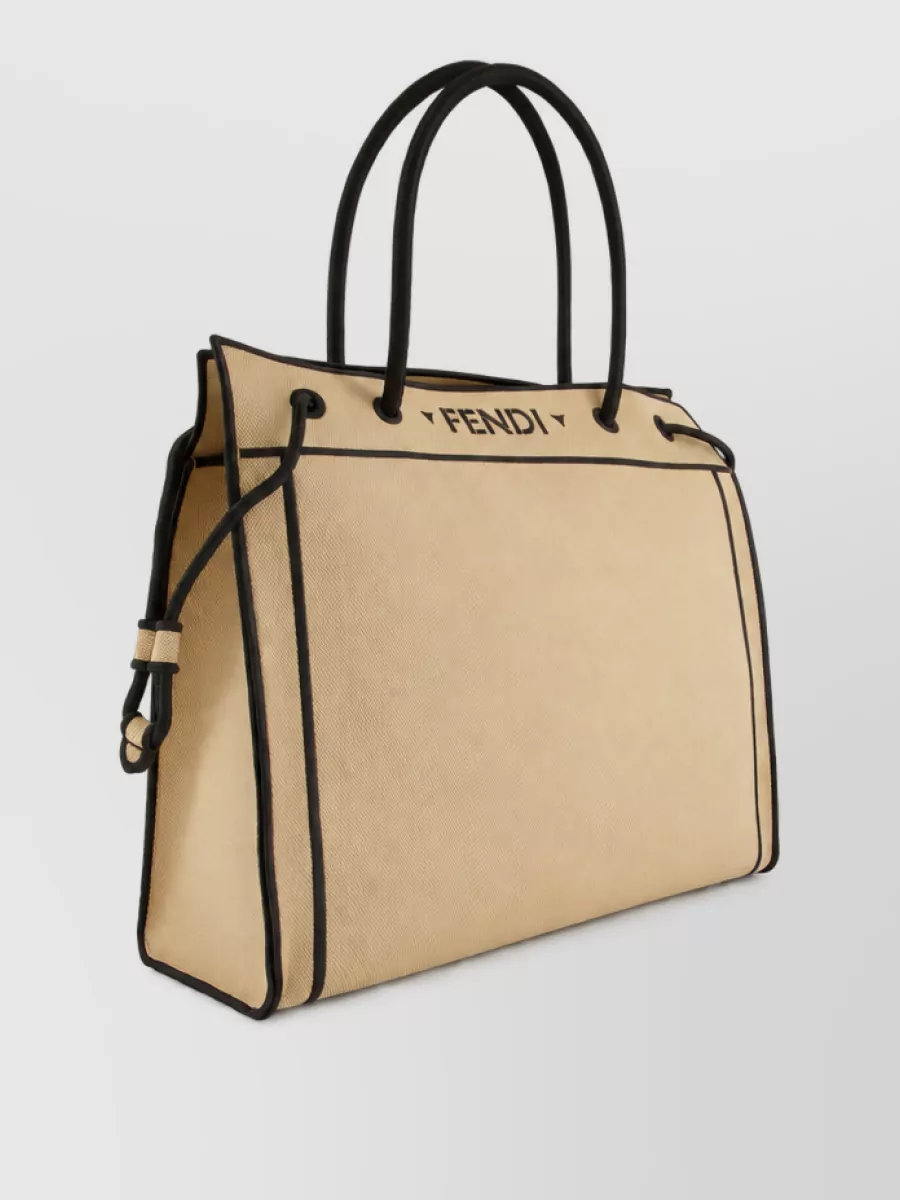 Fendi Na Large Embroidered Canvas Tote Bag