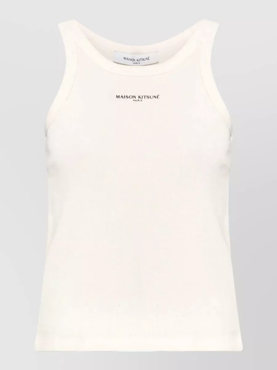 Maison Kitsuné ribbed organic cotton logo tank top