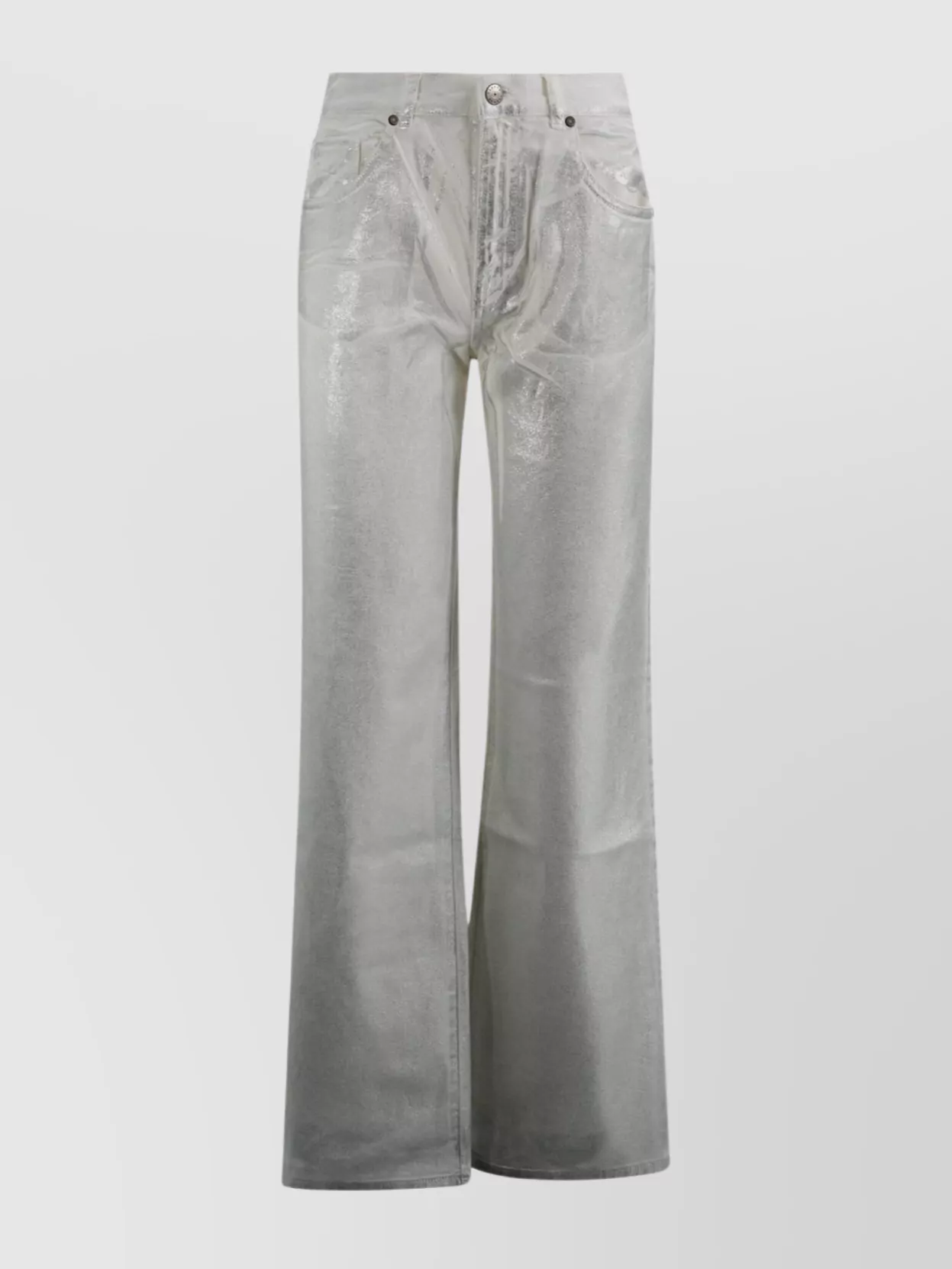 Shop P.a.r.o.s.h High-rise Palazzo Trousers With Wide Leg And Metallic Finish In Grey