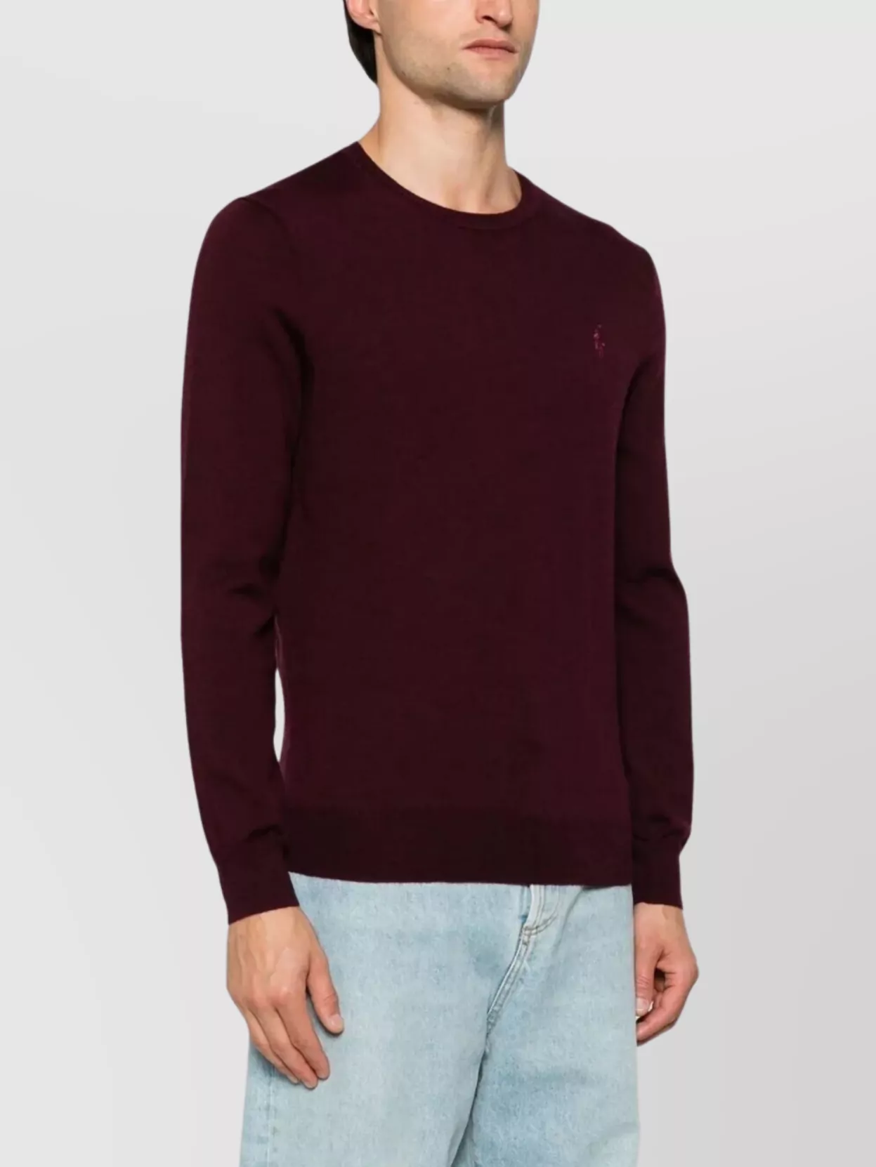 Polo Ralph Lauren Bordeaux Crewneck Sweater With Pony Logo Embroidered On The Front In Burgundy