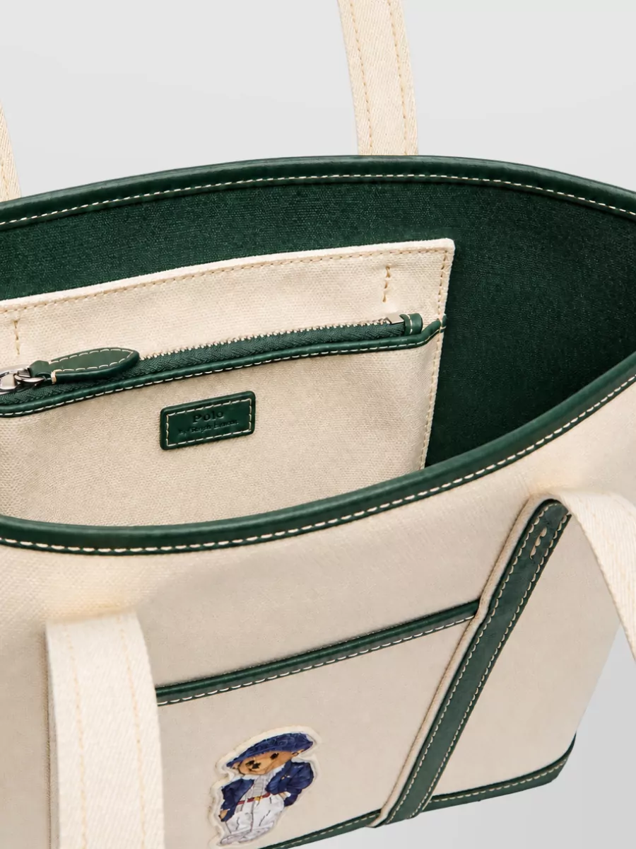 Ralph Lauren Canvas Leather Small Tote Bag