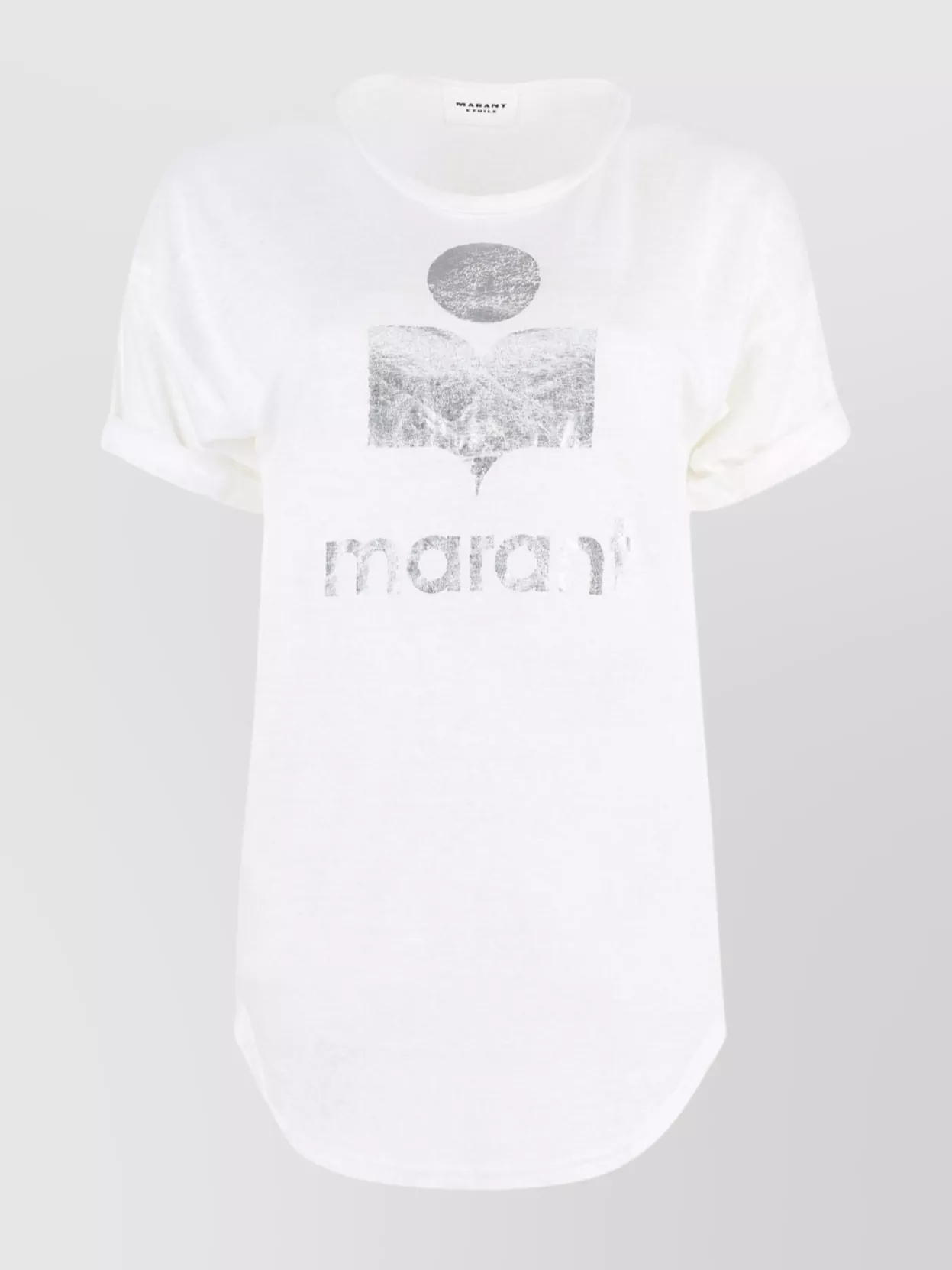 Isabel Marant Étoile Zewel Metallic Logo Slub Linen Graphic Tee