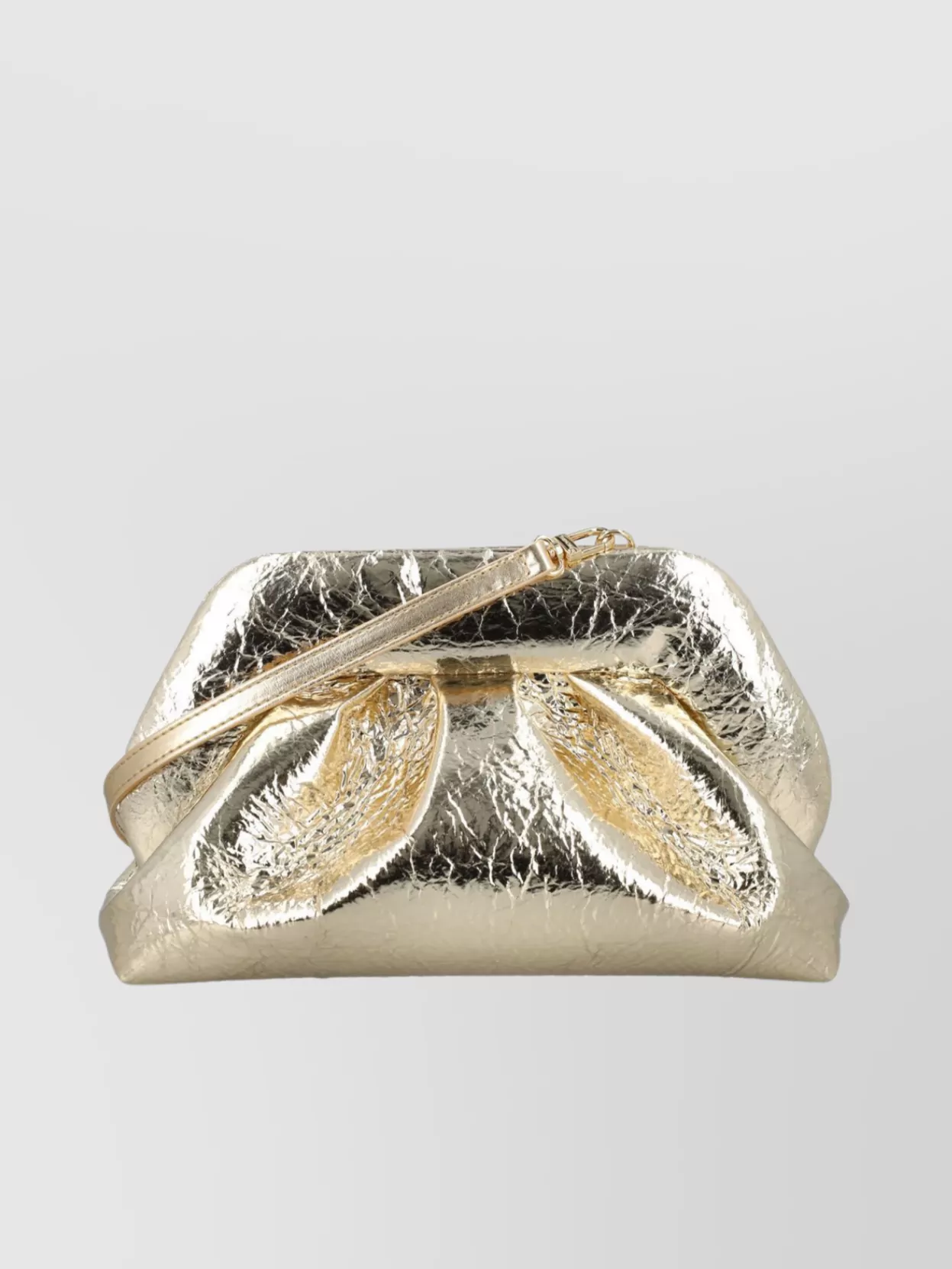 Themoirè Metallic Folded Clutch Detachable Strap