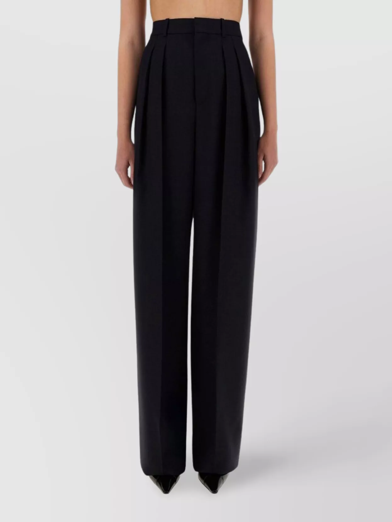 Saint Laurent Wide Leg Trousers With Pleats And Pockets
