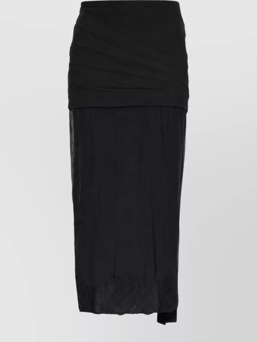 Valentino silk lace trim asymmetric maxi skirt