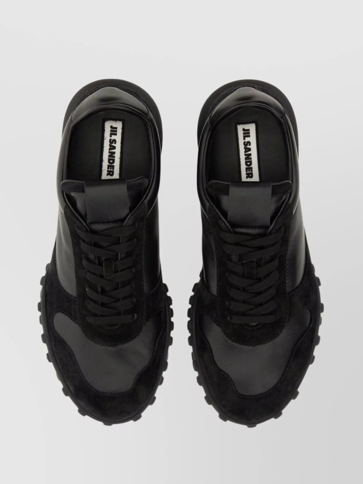Jil Sander Suede Panel Round Toe Rubber Sole Sneakers