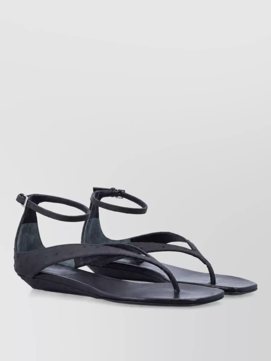 Loulou leather ostrich-effect flip flop sandals