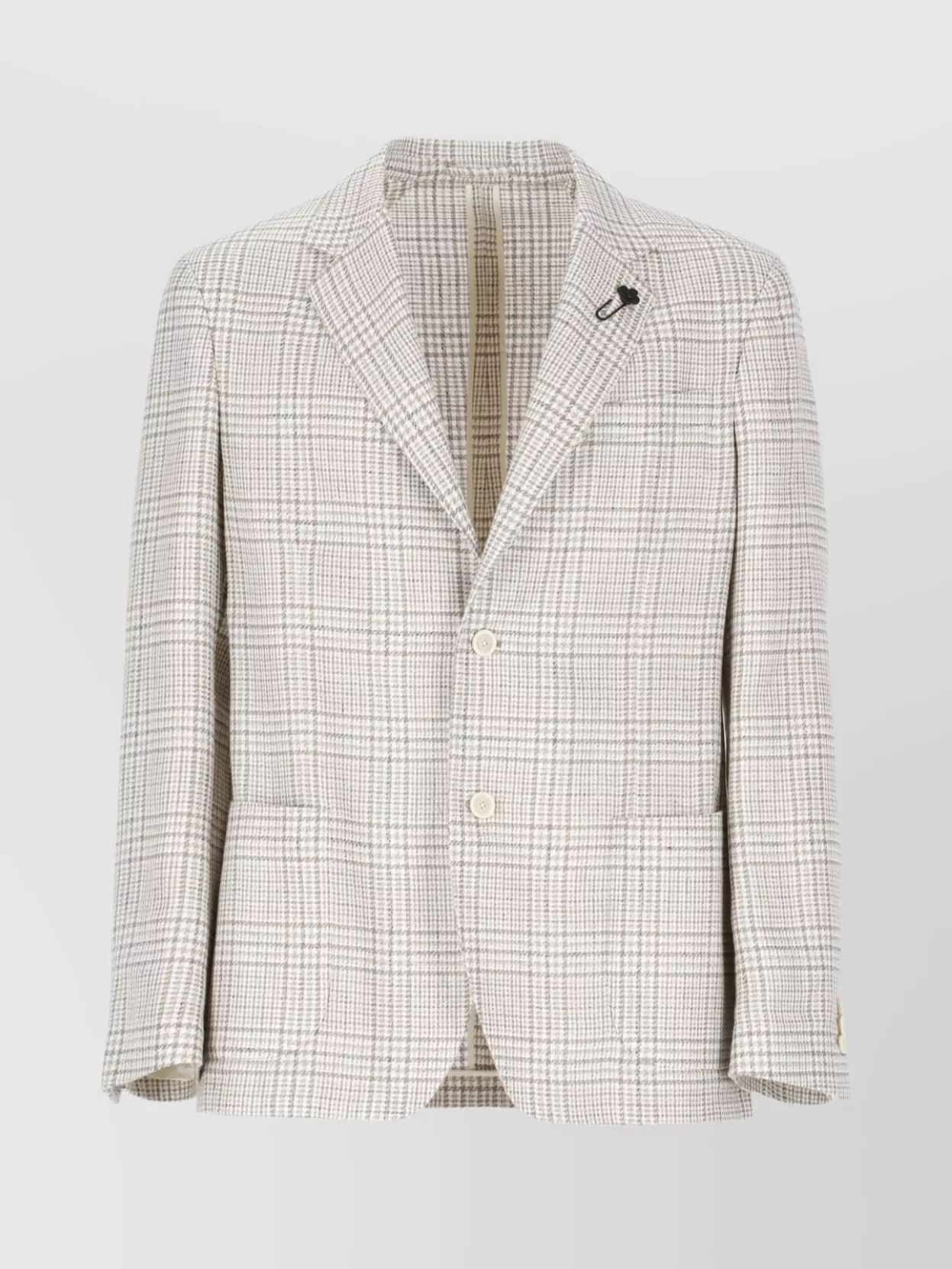 Lardini Check Pattern Blazer Notch Lapel In Neutral
