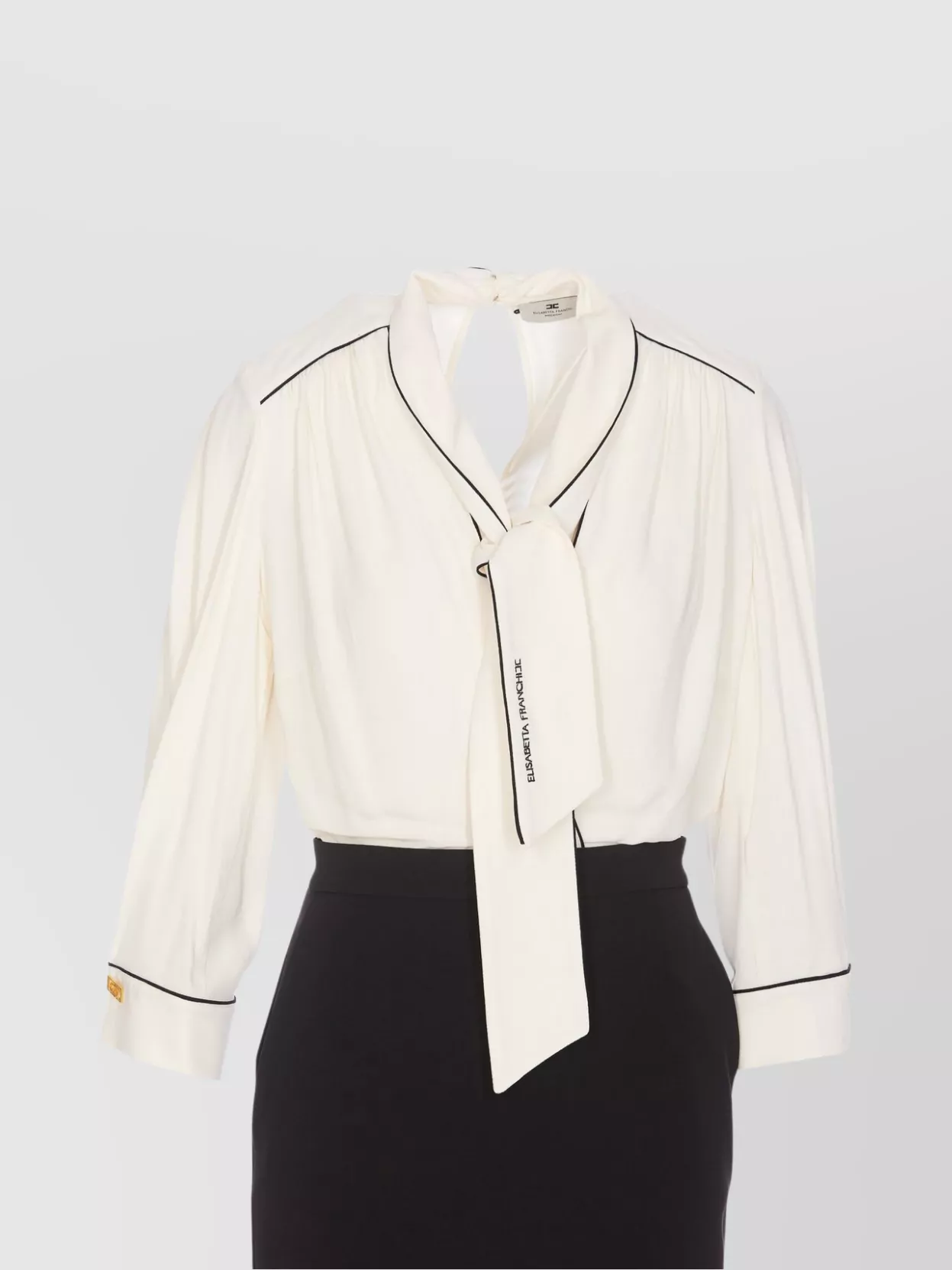 Elisabetta Franchi Contrast Piping Keyhole Neckline Dress