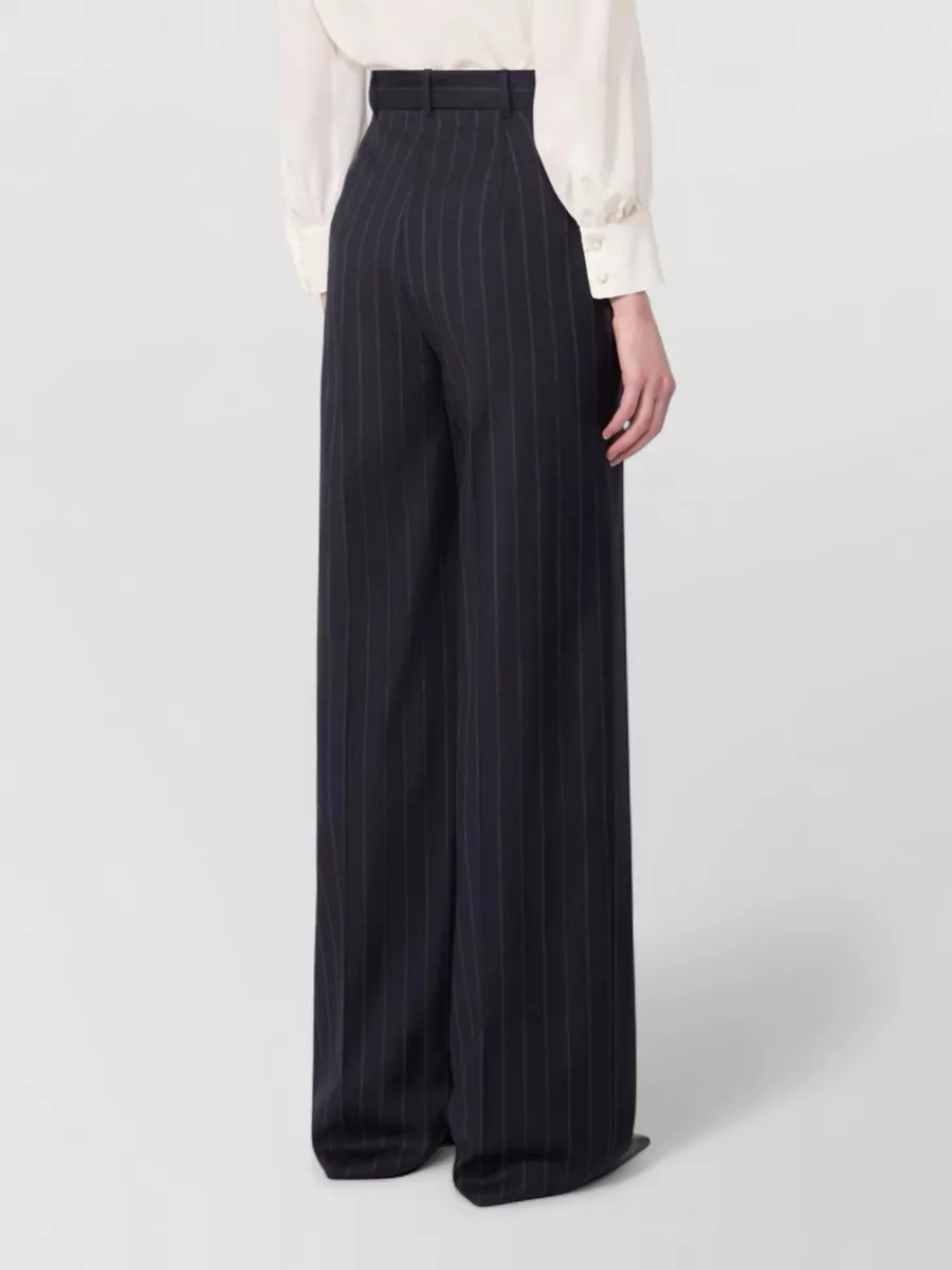 S Max Mara High Waist Wide Leg Pinstripe Trousers Beltloops