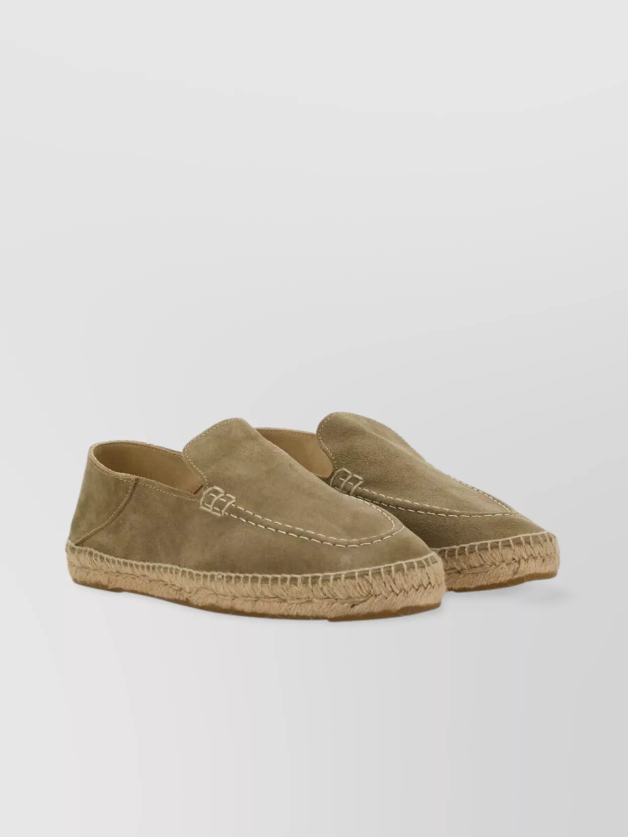 Manebi Round Toe Suede Espadrille With Contrast Stitching