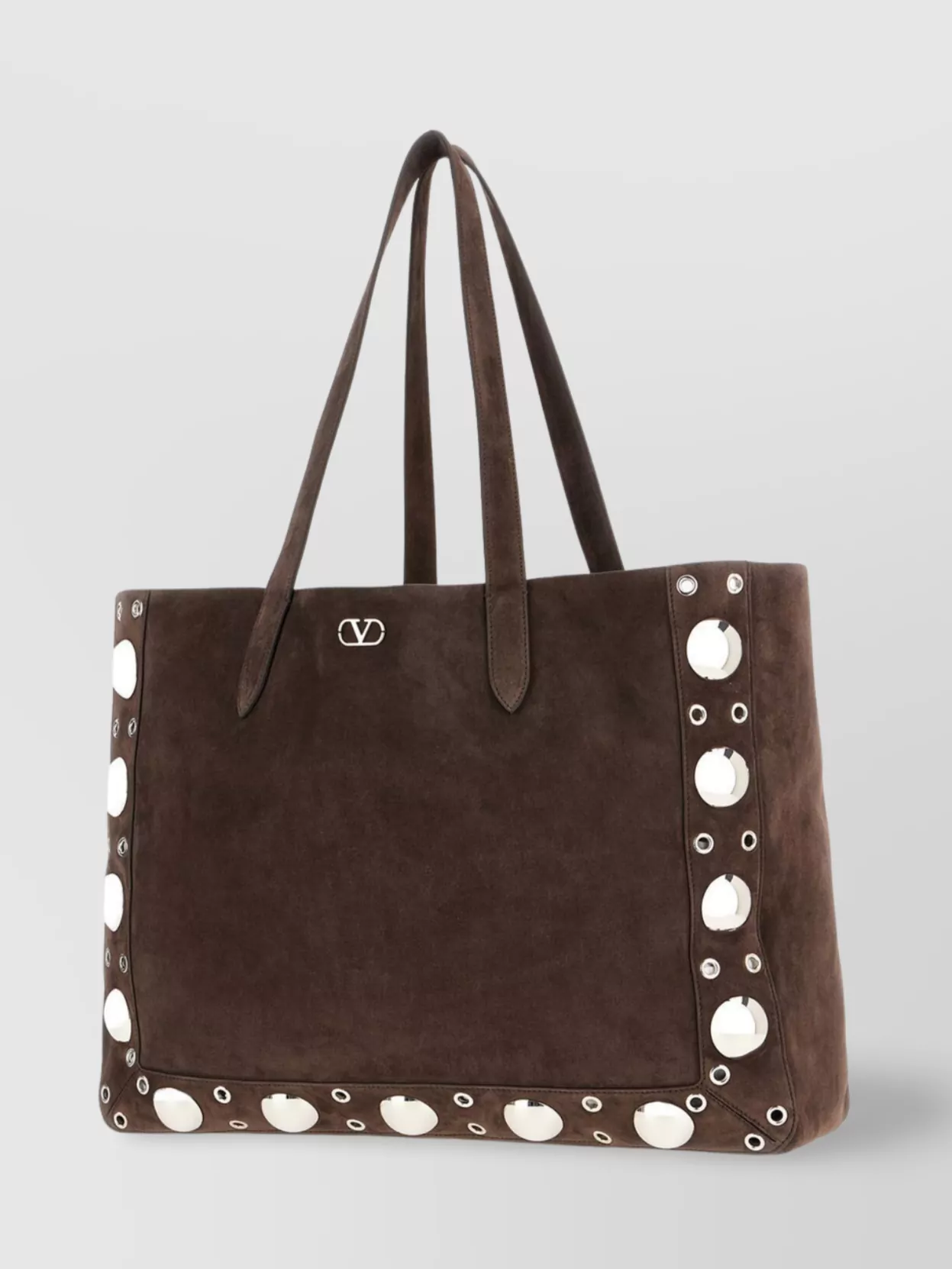Valentino Studded Suede Tote Bag With Dual Handles