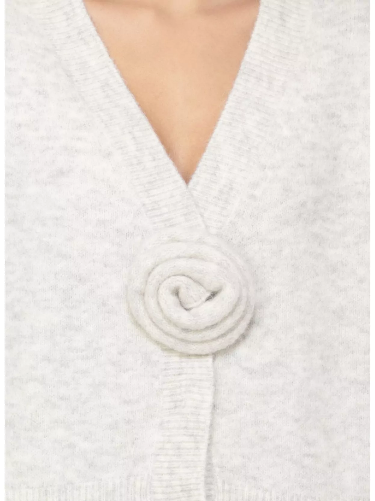 Rotate Birger Christensen Cropped Alpaca And Wool Cardigan With V-neck In Gray