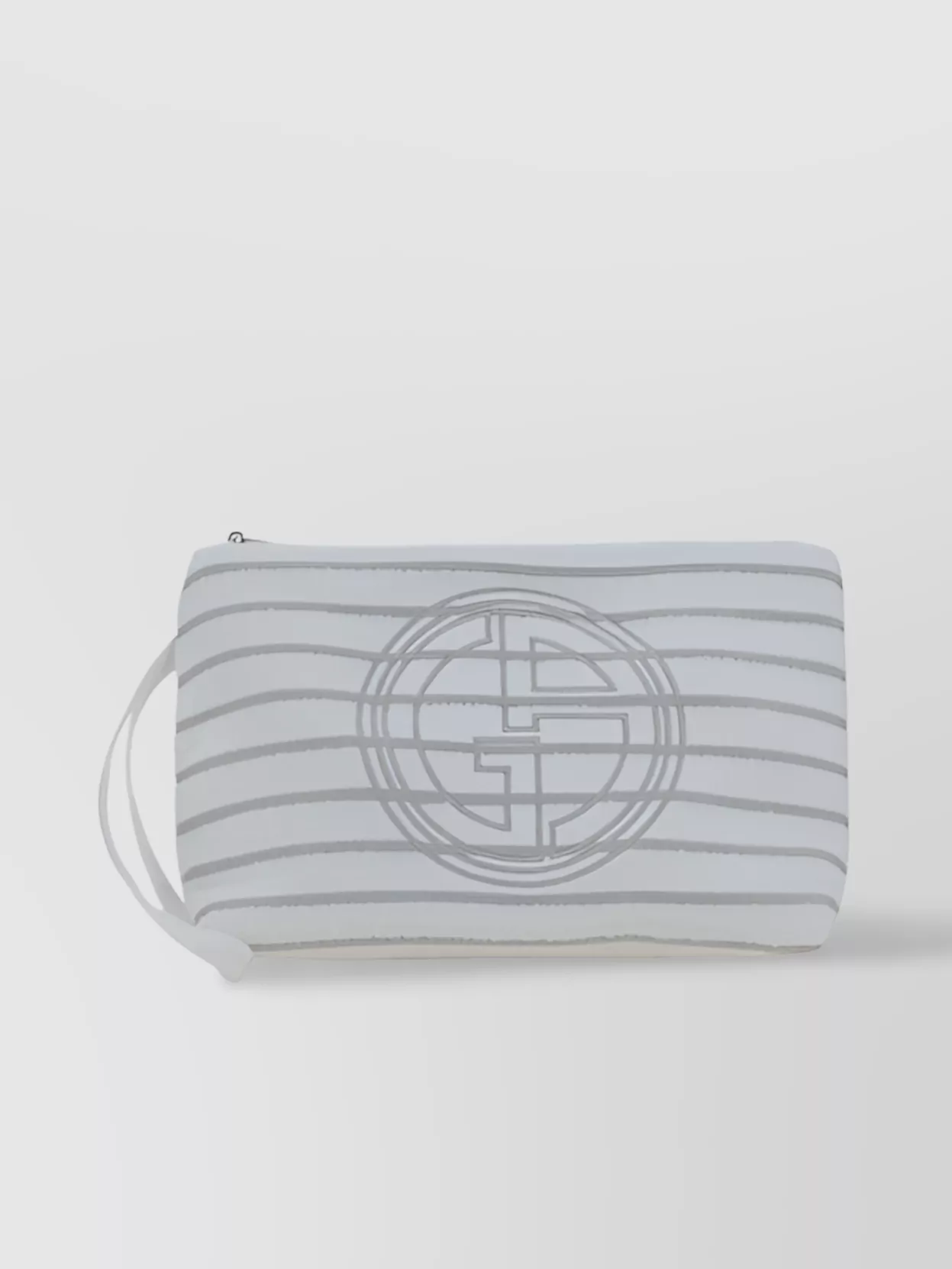 Giorgio Armani Striped Cotton Clutch Bag With Spongy Fabric In Neutral