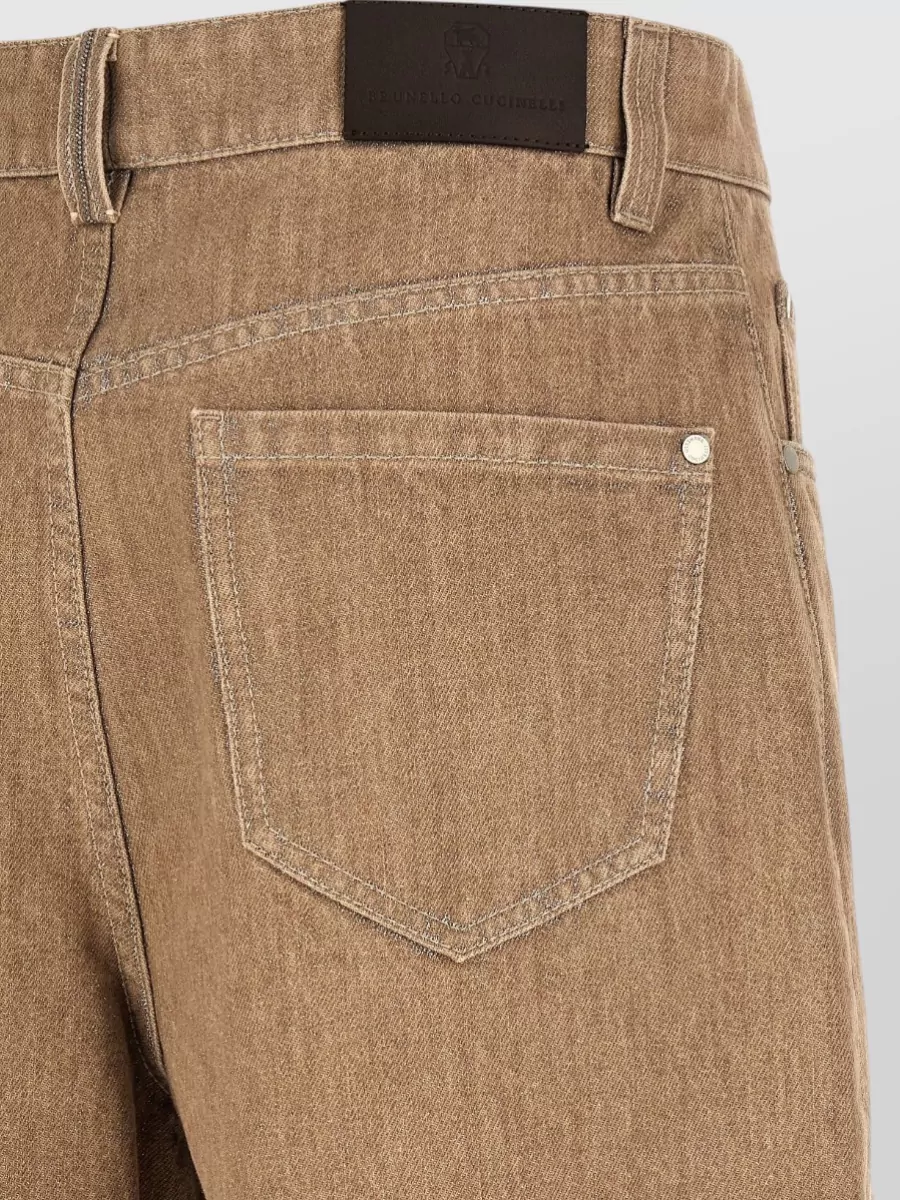 Brunello Cucinelli Lamé Denim Bermuda Shorts Five Pocket Design