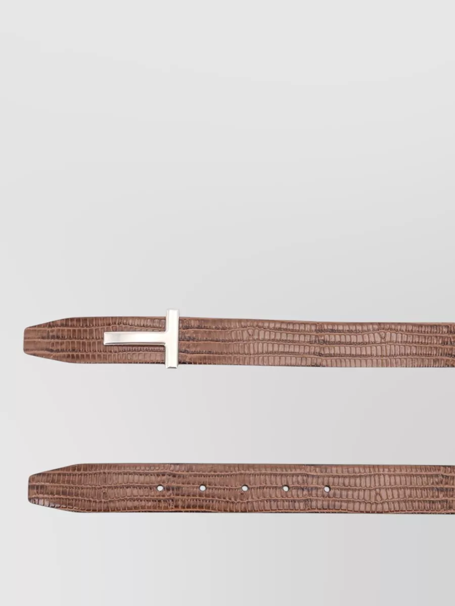 Tom Ford Reversible Crocodile-Effect Leather Belt