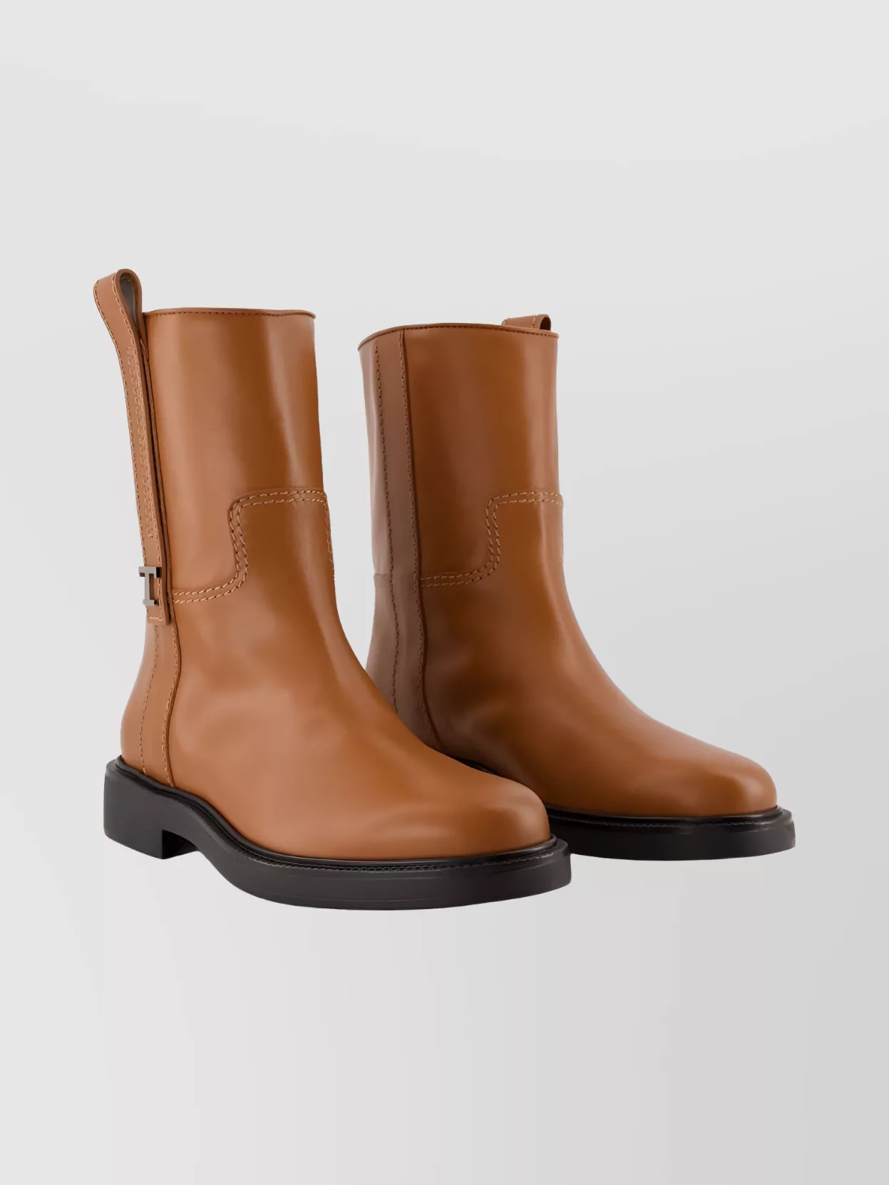 Tod's Gomma 20l Leather Ankle Boots Block Heel In Brown