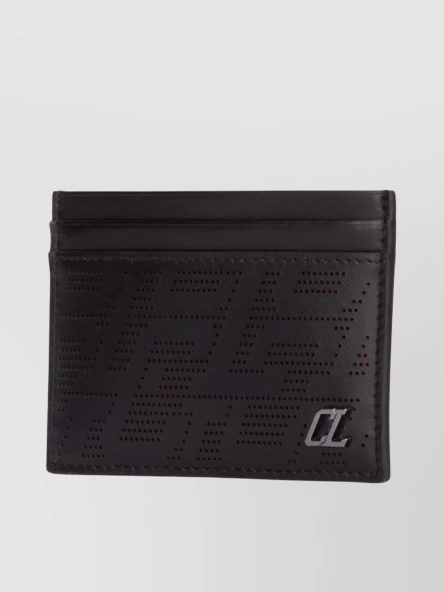 Shop Christian Louboutin Bifold Perforated Wallet Design In Black