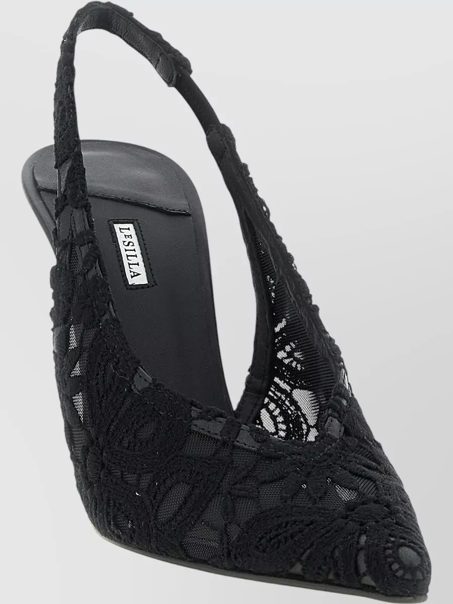 Le Silla Chantilly Lace Slingback Pointed Toe Pumps