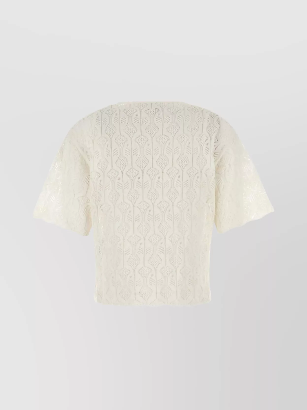 Bottega Veneta Lace Round Neck Fish Top In Neutral