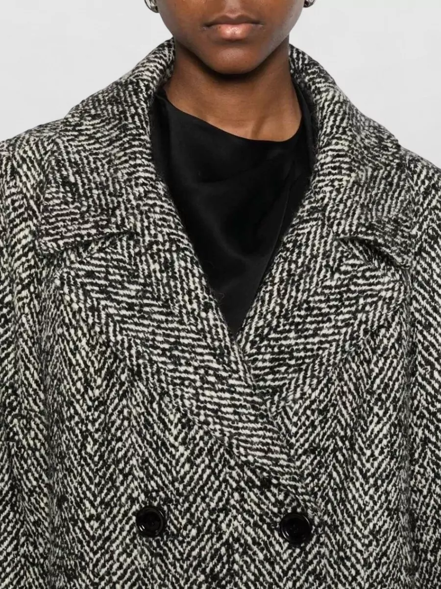 Dolce&Gabbana Herringbone Long Coat Double Breasted Virgin Wool