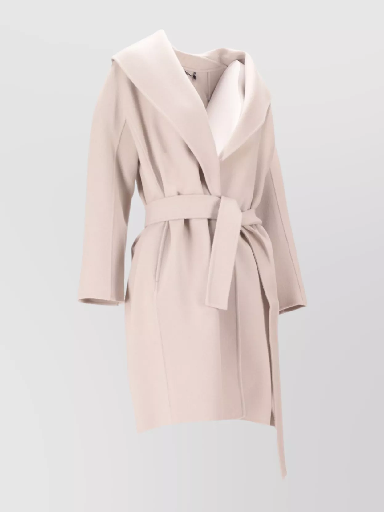 S Max Mara Belted Long Sleeve Shawl Collar Coat