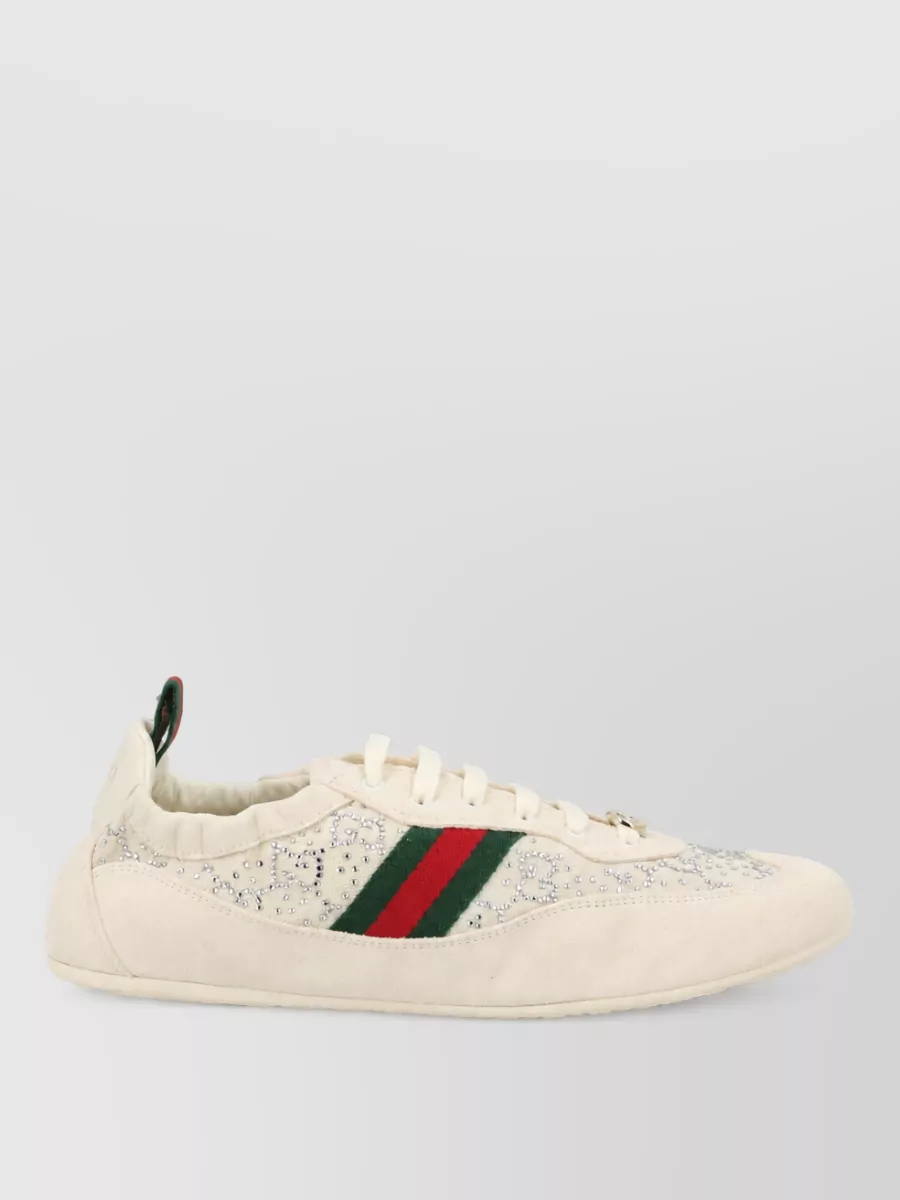 Gucci Stripe Detail Suede Lace Up Sneaker