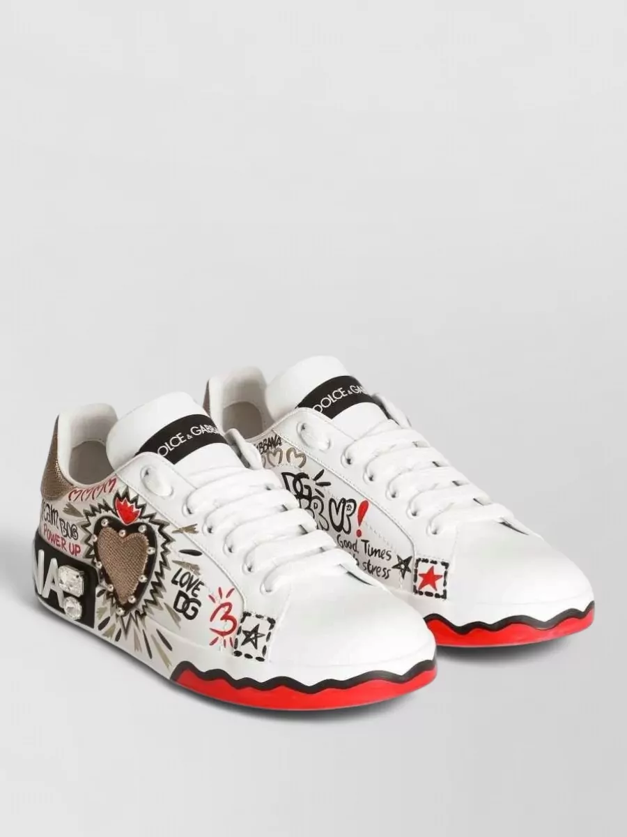 Dolce&Gabbana Crystal embellished calf leather low top sneakers