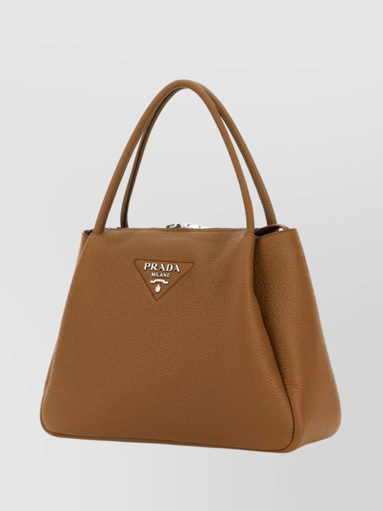 Prada Large Pebbled Texture Handbag With Top Handle In Animal Print