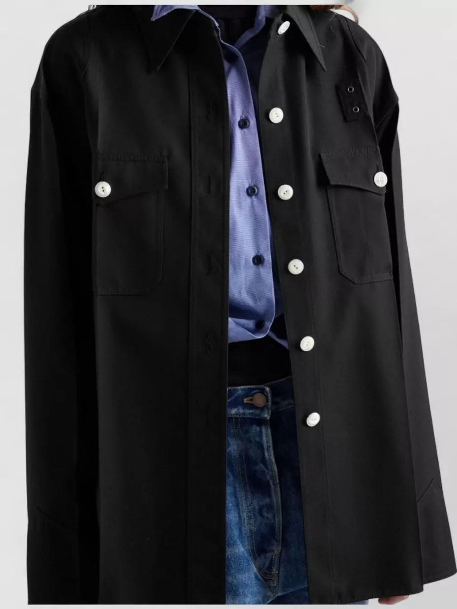 Prada Straight Jacket Shirt Collar Long Sleeves Chest Pockets