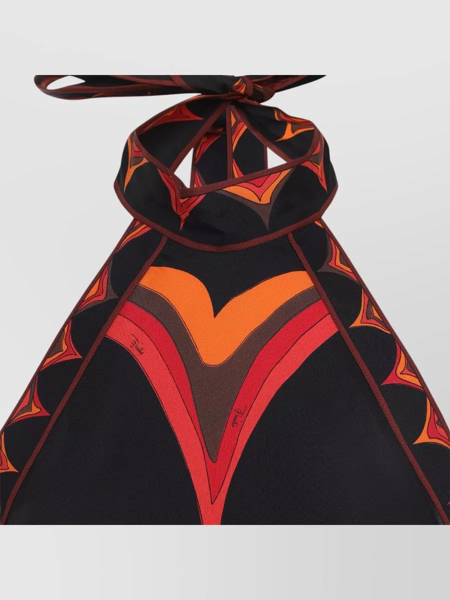 Pucci Silk Printed Halterneck Asymmetric Beach Dress