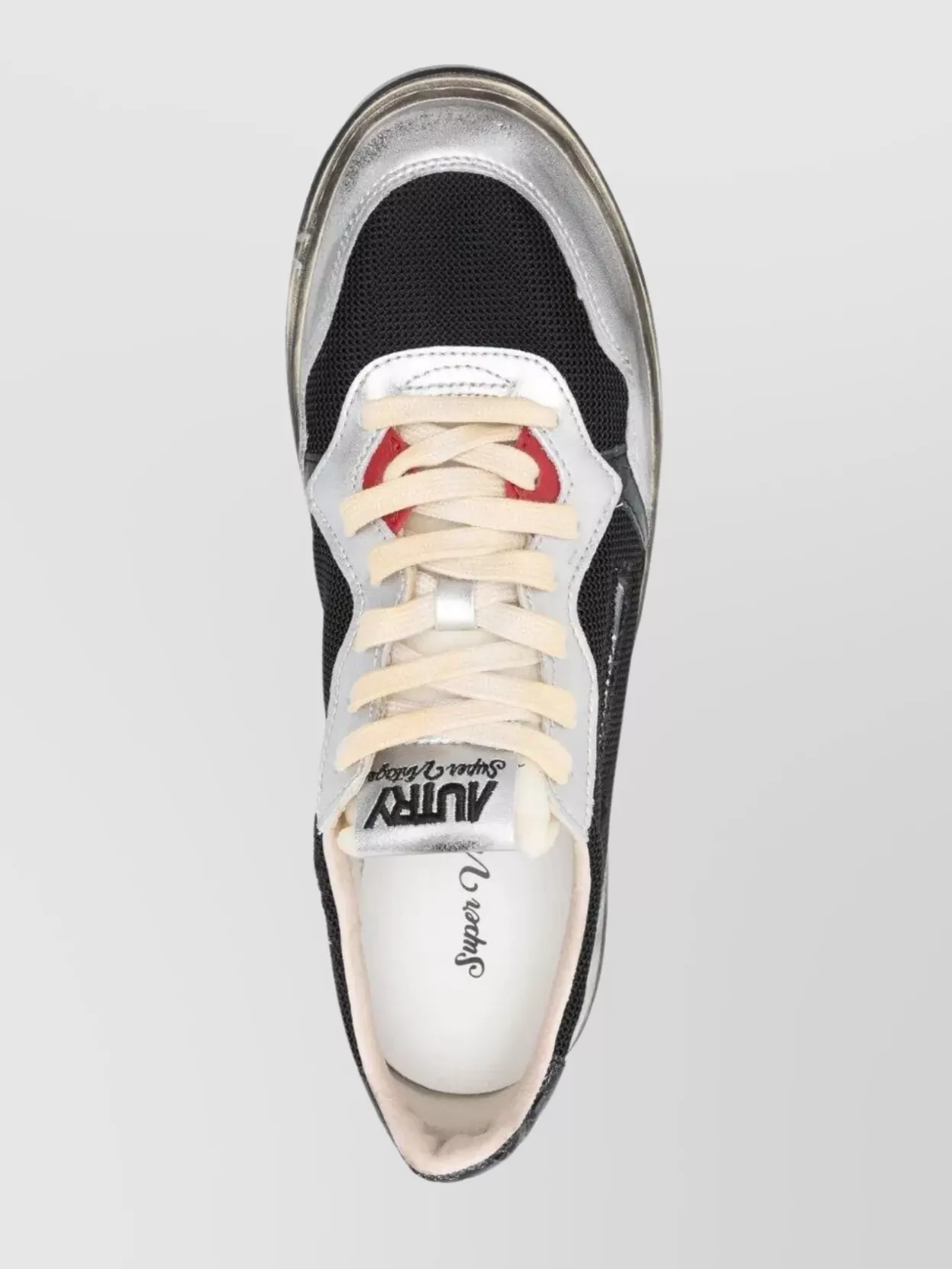 Autry Low Cut Leather Sneakers With Silver Inserts