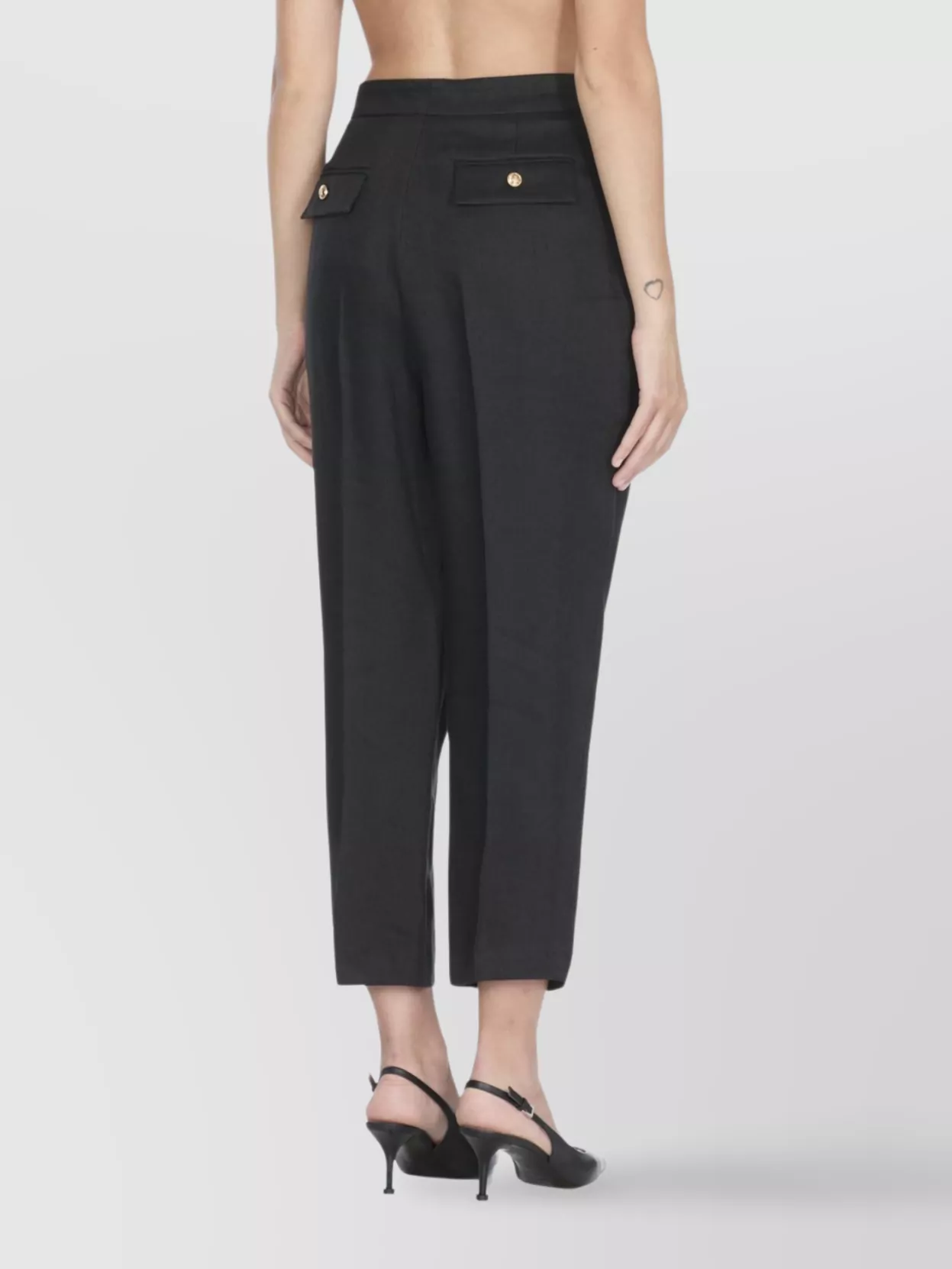 Elisabetta Franchi Linen And Viscose Straight Trousers In Black