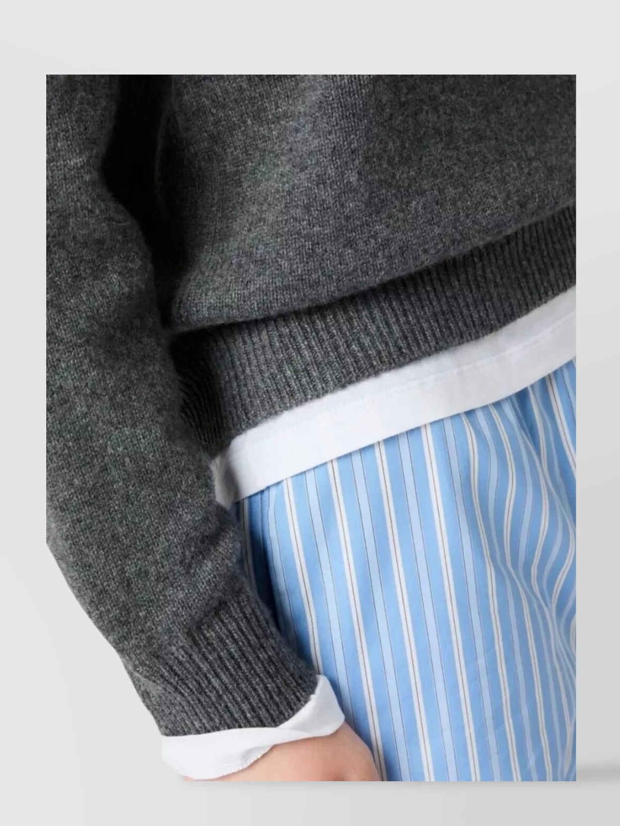 Miu Miu Cashmere V-neck Sweater With Jersey Inserts In Gray