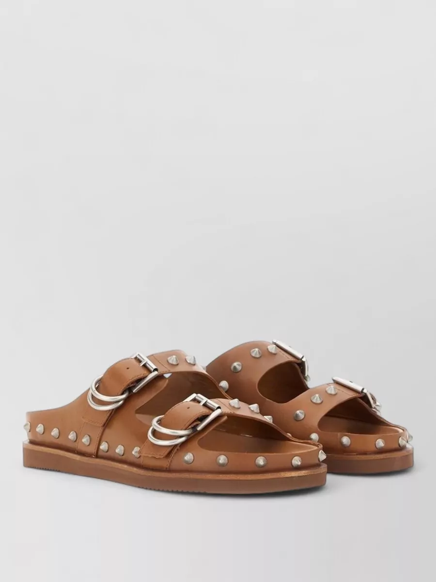 Ash Leather Slides