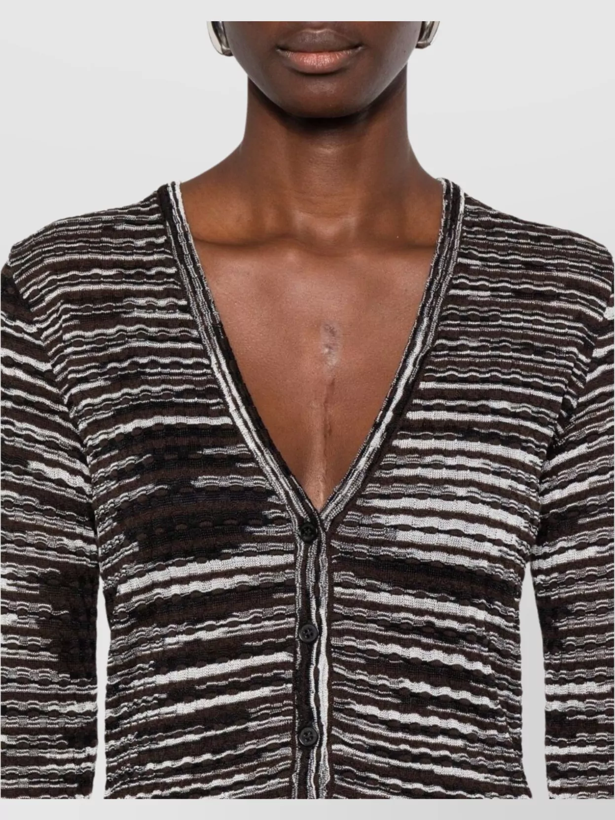 Missoni Striped V-Neck Cardigan Long Sleeves