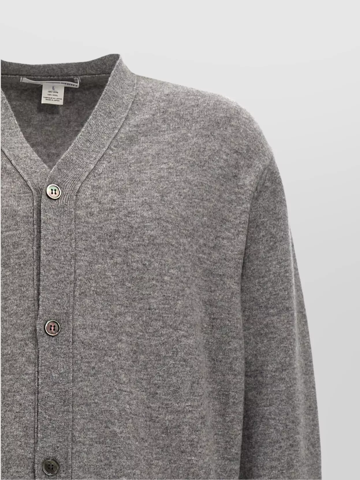 Comme Des Garçons Wool Cardigan V-Neck Ribbed Cuffs
