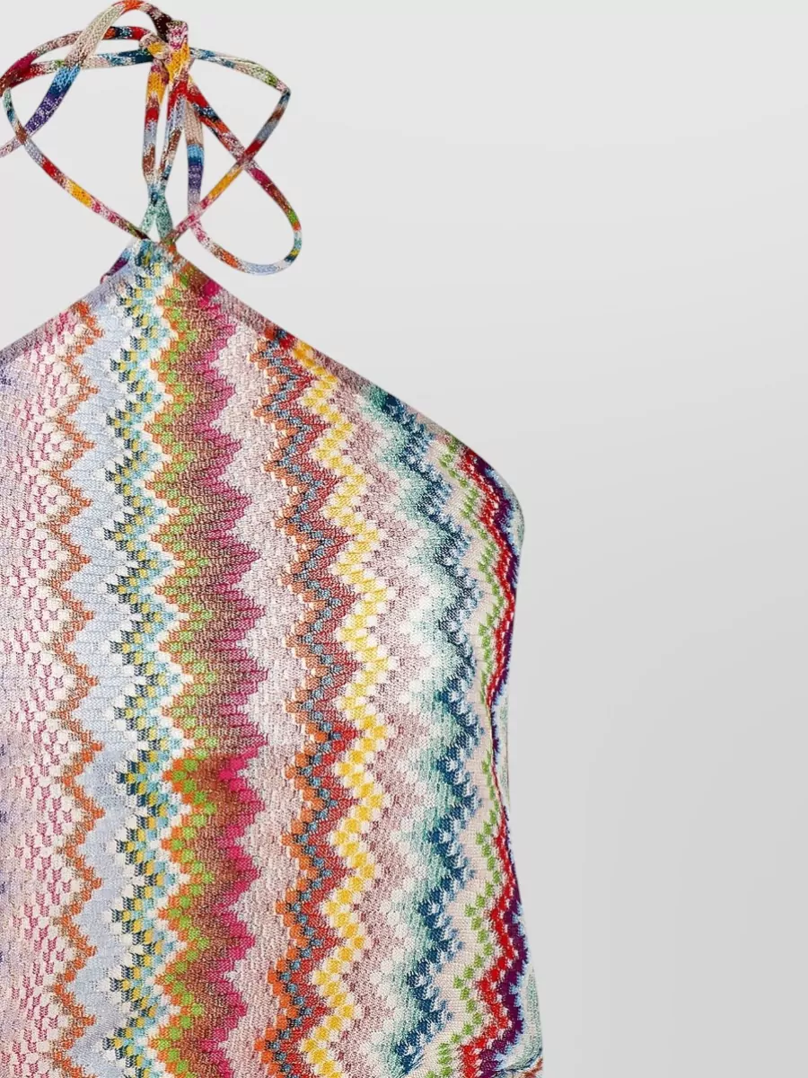 Missoni Knit Dress Set Halter Tie Zigzag