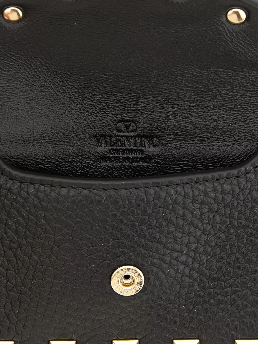 Valentino Garavani Leather Rockstud Keyring Card Holder