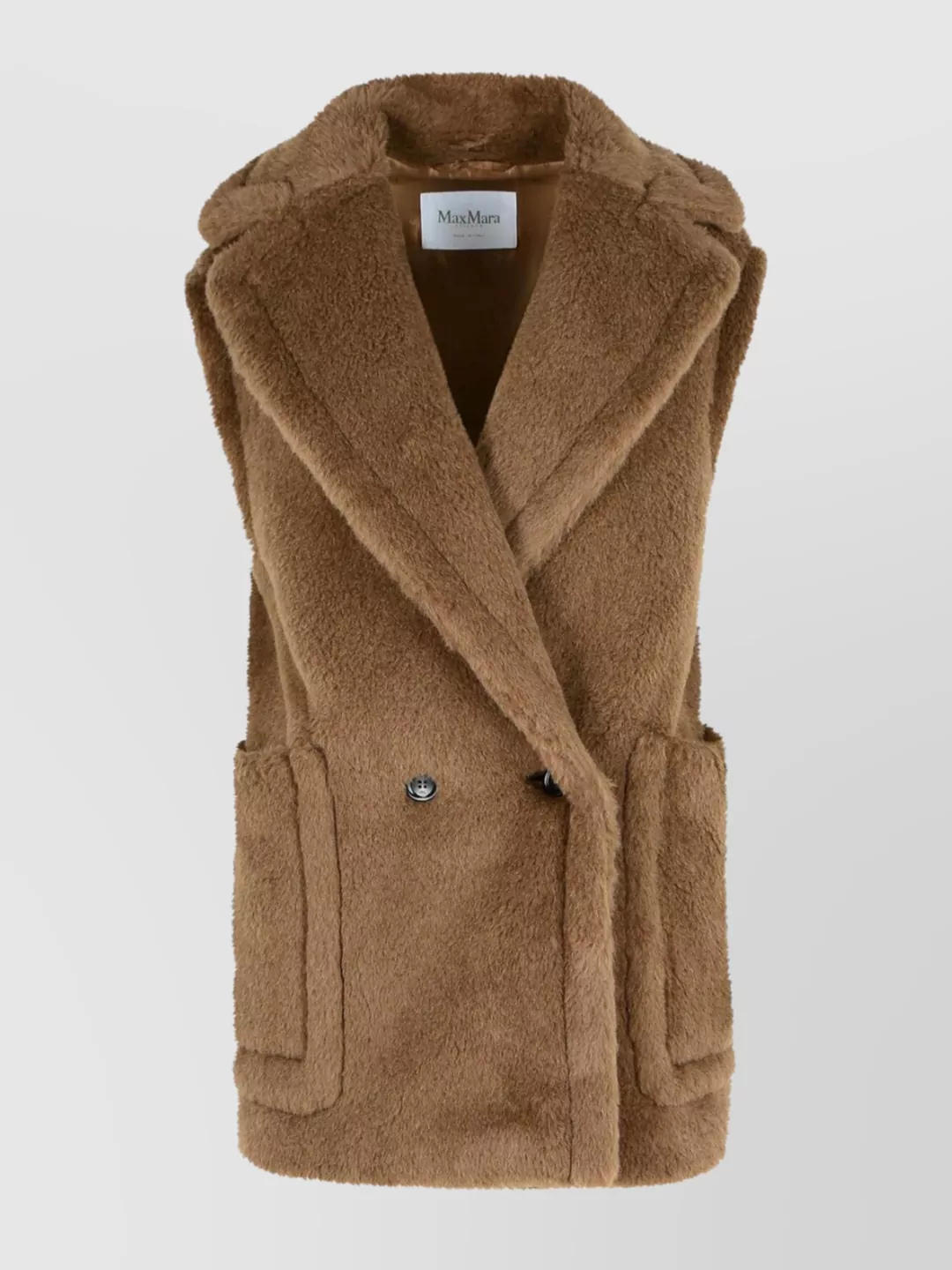 Max Mara Teddy Vest With Faux Fur Texture In Multi