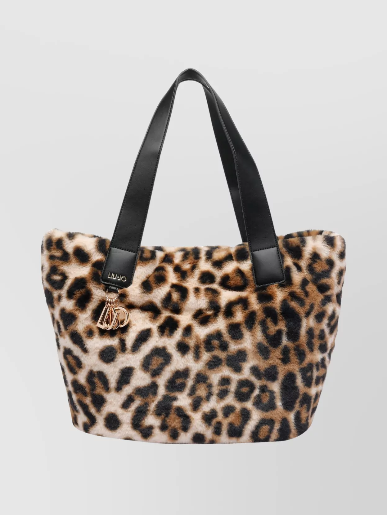 Liu •jo Leopard Print Faux Fur Shoulder Bag In Brown